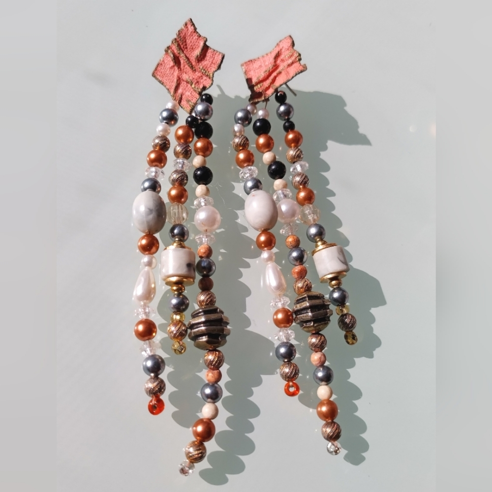 80s Handcrafted Dangling Earrings